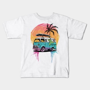 Surfing on board during the Sunset Kids T-Shirt